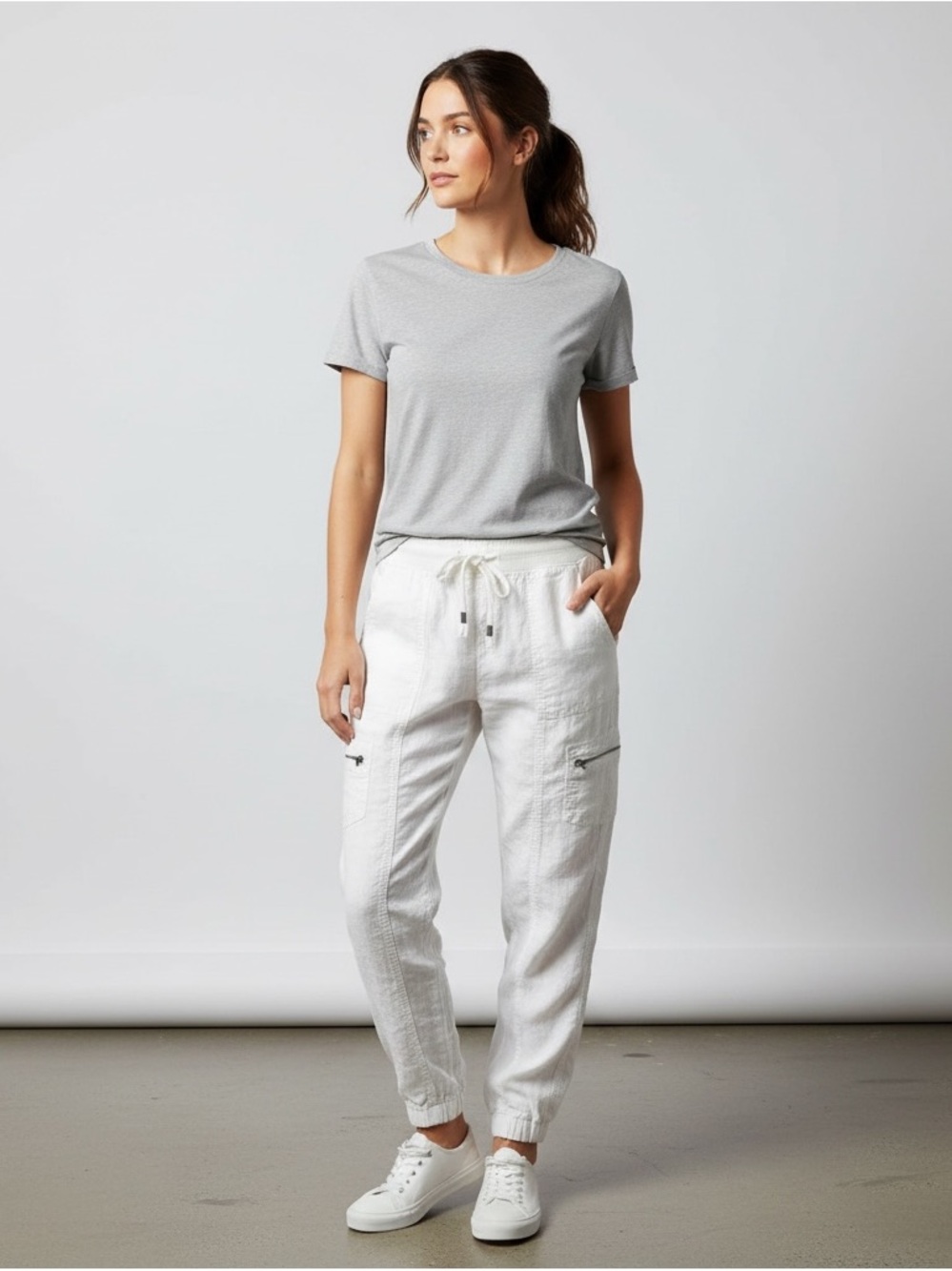Athleta White Drawstring Jogger Pants